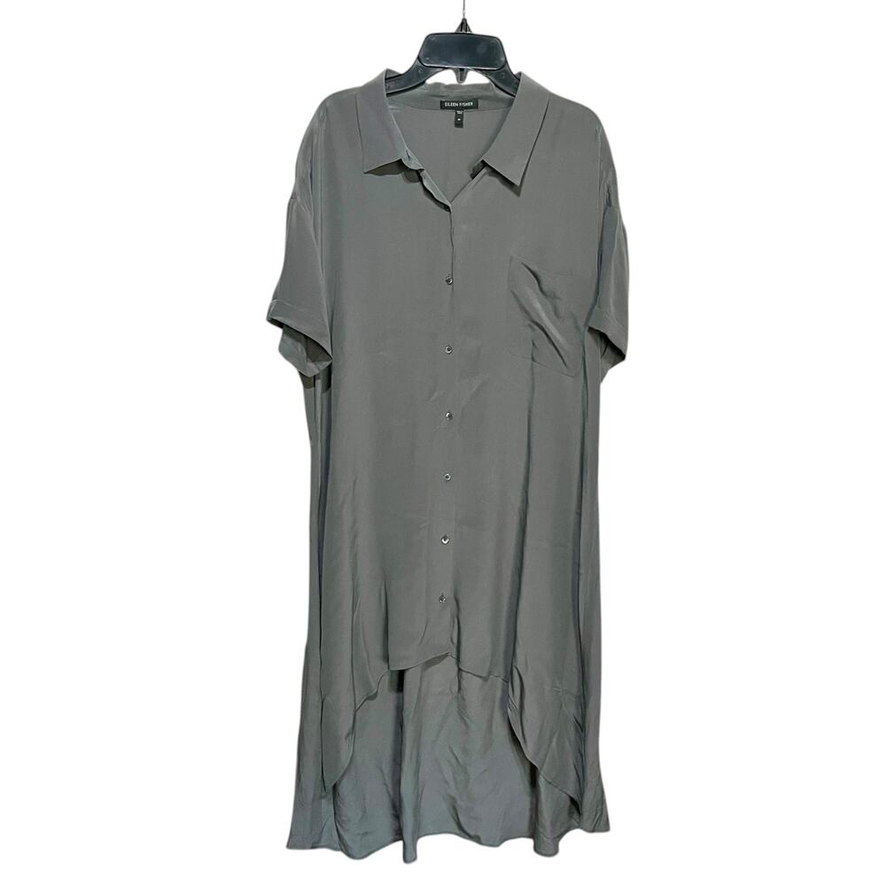 Eileen Fisher Button Up Silk Shirt Dress